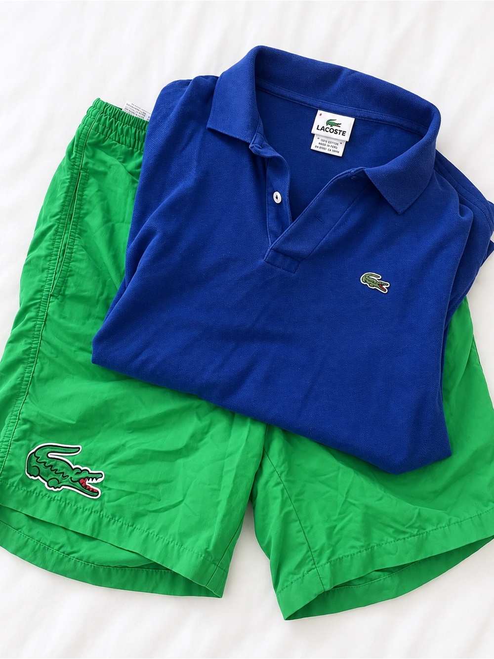 Lacoste Men’s Swim Shorts & Blue Polo Shirt Bundle Size Medium Alligator 🐊